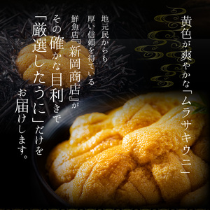 【2027年夏発送】塩水ウニ【ムラサキウニ】 100g×2パック 計200g 北海道余市町産塩水ウニ発祥の地 高級ウニ 高級雲丹 ムラサキウニ 白うに 目利き 北海道産ウニ 余市産ウニ 雲丹 うに 塩
