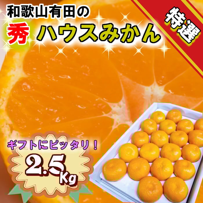 
            特撰品！和歌山有田の「ハウスみかん」【赤秀】約2.5kg 化粧箱入り【2025年5月中旬から7月下旬頃発送予定】【NGT3】【ngt300】
          
