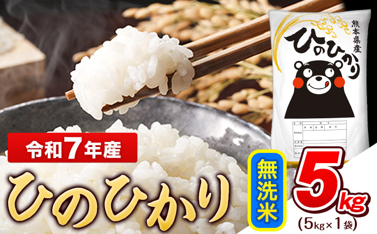令和7年産 ひのひかり 無洗米 5kg (5kg×1袋)《7-14日以内に出荷予定(土日祝除く)》熊本県産 ひの 米 こめ ヒノヒカリ コメ お米 おこめ