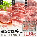 【ふるさと納税】ブランド豚「サンゴク豚」 ロース・バラ・ひき肉セット 1.6kg 豚ロース スライス しゃぶしゃぶ 豚しゃぶ 豚バラ 豚ひき肉 挽肉 挽き肉 2-N