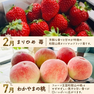 わかやま 旬の フルーツ 定期便 【L】全4回 / 有田みかん まりひめ いちご 桃 柿 ※北海道・沖縄・離島への配送不可|【ard-tkb911】