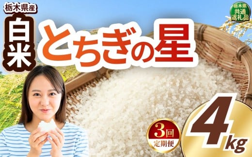 【定期便3回】いちご農家さん応援米！ 訳あり 令和7年度産 白米 約4kg とちぎの星 |  真岡市産 米  お米 こめ 白米 ご飯 ごはん 大粒 とちぎのほし 限定 ふるさと納税  栃木県 真岡市 送料無料