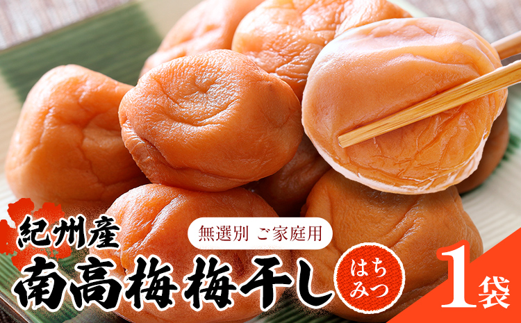 紀州 南高梅 梅干し はちみつ 1袋 送料無料 メール便 ご家庭用 無選別 《30日以内に出荷予定(土日祝除く)》和歌山県 日高川町 しそ梅 はちみつ梅 しそ はちみつ 蜂蜜