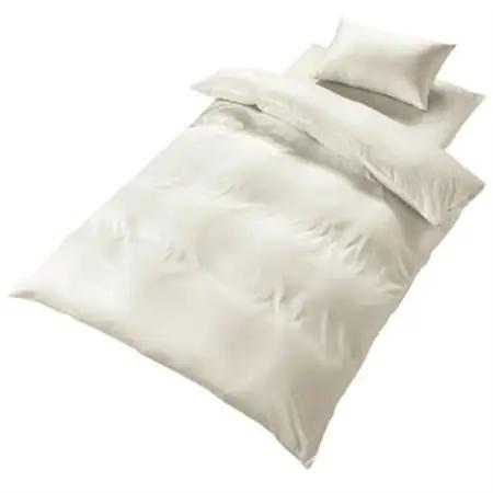 【シングル】プレミアムカバー掛・敷・枕＆パジャマ(男女兼用Sサイズ)4点セット　色:パールホワイト【1215864】