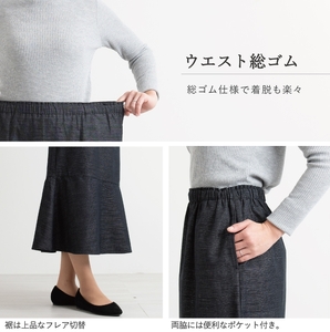 三河木綿　フレアスカート_3L / ブラウン【G0669】