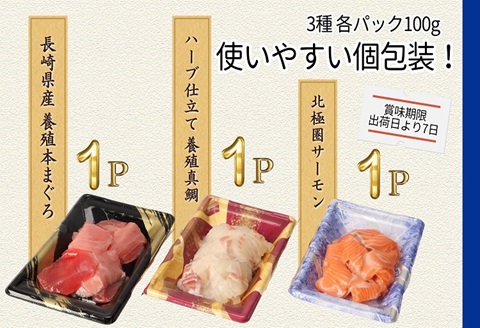 海鮮丼のたれ付！海鮮三昧贅沢3色丼セット 100g×3パック【B0-158】