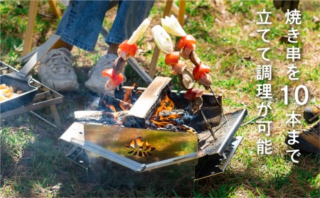 【AZUMOA -outdoor & camping-】鐵火-kurogane-改 専用 串焼きアタッチメント 焼き串5本付き / キャンプ アウトドア バーベキュー[Q1289xch]