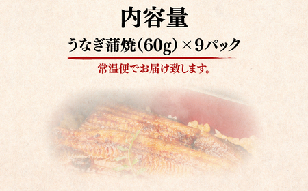 国産うなぎ蒲焼×3箱セット(60g×9）
