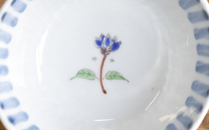 GB11 【波佐見焼 藍水】十草一つ花線彫り小鉢揃い5個セット-5