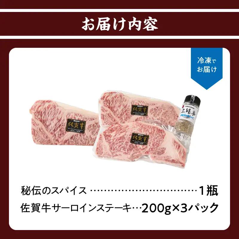 佐賀牛サーロインステーキ 600g（秘伝のスパイス付き）／ サーロイン【B239】