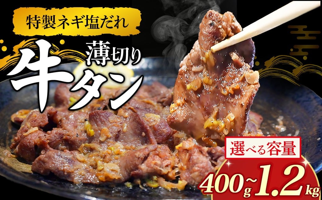 
            特製ネギ塩だれ 薄切り牛タン 400g～1.2kg （肉 牛肉 牛タン 薄切り 塩だれ ネギ ヘルシー 人気 宮崎県小林市）
          