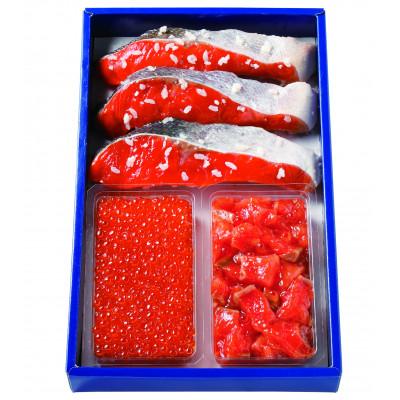 ふるさと納税 石狩市 佐藤水産の吟穣百撰GB(紅鮭さざ浪漬・鮭ルイベ漬・いくら醤油漬) |  | 01