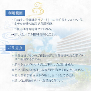 【ふるさと納税】ヒルトンギフトバウチャー　30,000円分 | ホテル 旅行 ギフト券 バウチャー チケット 北谷 北谷町 クーポン 宿 ふるさと 旅行 宿泊 沖縄県 沖縄 北谷 人気 アメリカンビレ
