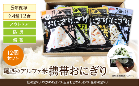 (04903)《5年保存》尾西の携帯おにぎり12個セット【保存食・備蓄に】