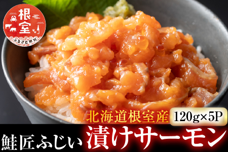 【北海道根室産】[鮭匠ふじい]漬けサーモン120g×5P A-42096