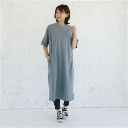 マタニティから使えるモーハウスの授乳服　シンプルワンピース(ブルーグレー)_装飾品・工芸品 女性・レディース 洋服 _【配送不可地域：離島・沖縄県】【1590250】
