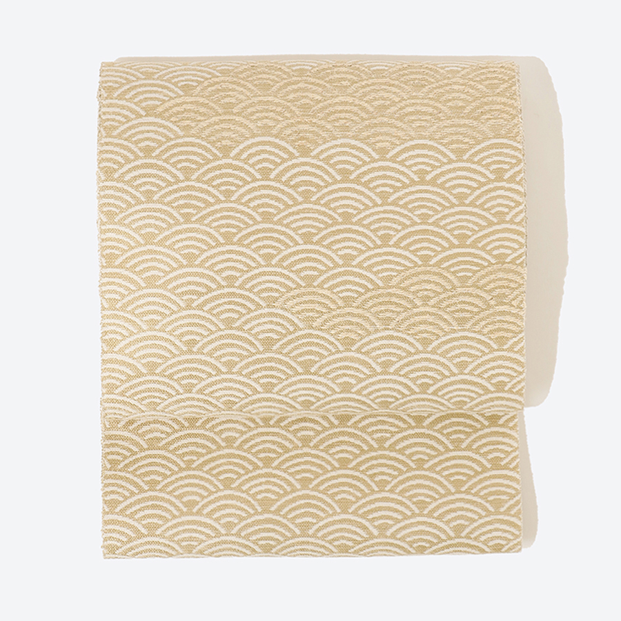 ＜丹後の藤布　遊絲舎＞御仕立上り　八寸名古屋帯～海に藤　金茶～　松葉仕立て