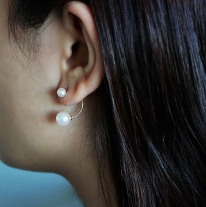 【075-10】志摩産 アコヤ真珠 8-8.5ミリ 5-5.5ミリ パールキャッチ　フープピアス*