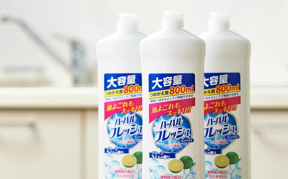 【食器用洗剤】ハーバルフレッシュコンパクト グリーンライム（詰替）【800ml×12本】【FZ005】