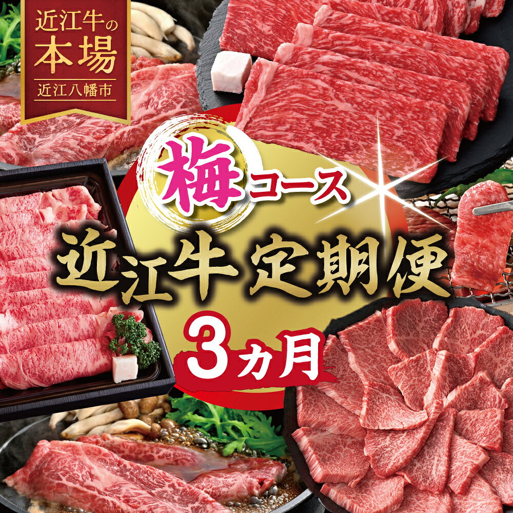 【ふるさと納税】【期間限定】特選近江牛定期便（3カ月）梅コース（近江牛マスター中級編）国産 牛肉 近江牛 ブランド牛 日本三大和牛 赤身 ランプ イチボ すき焼き / 焼肉 / しゃぶしゃぶ 食べ比べ