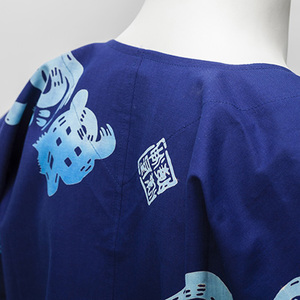 a17-078　夏 祭り 魚がし シャツ S･M･L 紺地×ブルーぼかし