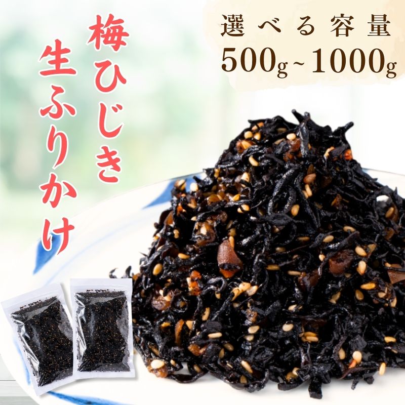 【ふるさと納税】梅ひじき 500g 【選べる容量】 大容量 ソフトタイプ 生ふりかけ ふりかけ 梅 おにぎり ご飯のお供 ひじきご飯 サラダ 炊き込み 1袋 2袋 オカベ 愛媛 伊予市