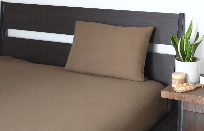 【tissu de coton/ダブルガーゼ】シングルフラットシーツ＆ピローケースセット（ブラウン） ＜スピード発送＞ 015B255