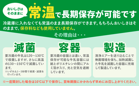 【6ヶ月定期便】牛乳 常温保存可能 成分無調整 生乳100％使用 大阿蘇牛乳 紙パック 200ml×12本 計72本 合同会社たべたせいか《申込月の翌月から出荷開始》熊本県 産山村 牛乳 乳飲料 乳性