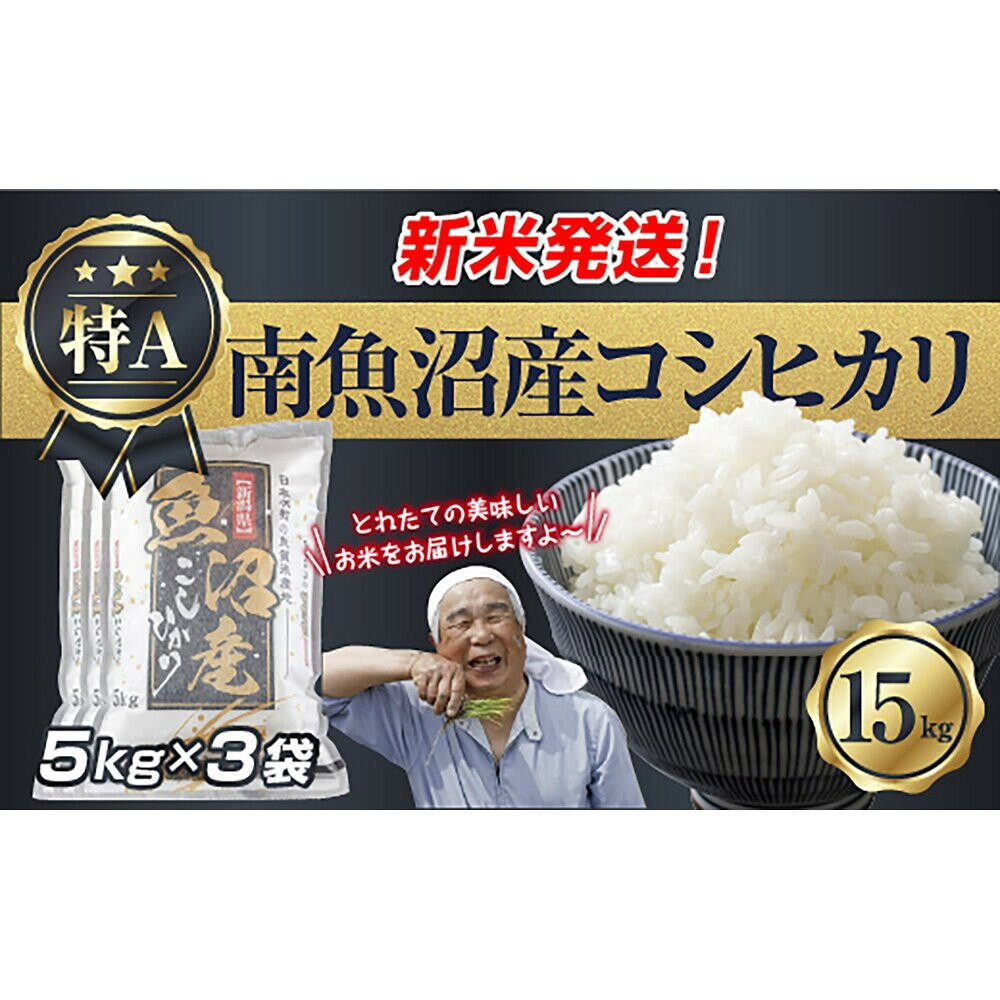 【ふるさと納税】【令和8年産　新米予約】新潟県 南魚沼産 コシヒカリ お米 5kg×3袋 計 15kg 精米済み（お米の美味しい炊き方ガイド付き） お米 こめ 白米 こしひかり 食品 人気 おすすめ 魚沼 南魚沼 南魚沼市 新潟県産【2026年10月中旬より1ヶ月以内に順次発送予定】