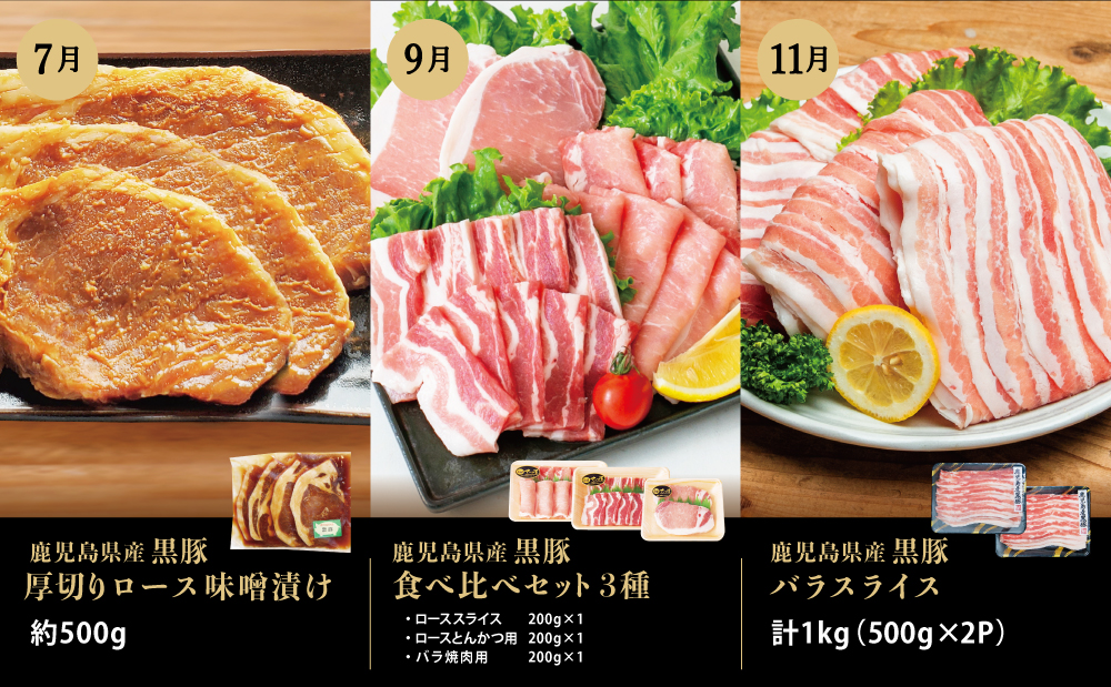 【定期便】畜産王国鹿児島の厳選黒豚定期便（全6回） お肉 国産 鹿児島県産 豚肉 しゃぶしゃぶ とんかつ 焼肉 焼き肉 切り落とし 焼豚 チャーシュー ローストポーク セット 食べ比べ コワダヤ スタ