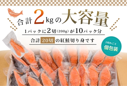 銀鮭切身　厚切り（100ｇ）2切×10ﾊﾟｯｸ（20切）　2.0㎏入[17558125]