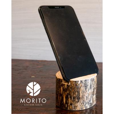 ふるさと納税 宇陀市 森の丸太スタンド　「SABI」　/スマホスタンドとオリジナルエコバッグセット　ヒノキ