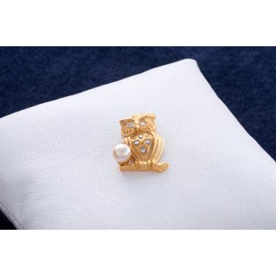 ふるさと納税 鳥羽市 あこや真珠ピンブローチ(フクロウ g)(8-03)