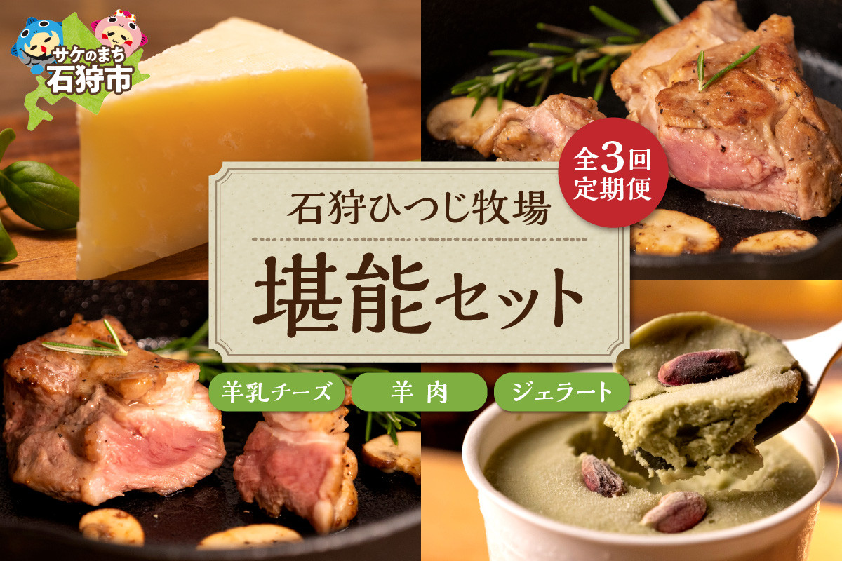 
                  【定期便】【年3回】石狩ひつじ牧場「ピスタチオと羊乳フロマージュブランのジェラート・羊肉・羊乳チーズ」セット｜ふるさと納税 石狩市 北海道 羊乳 乳製品 スイーツ ラム肉 チーズ バラエティセット 詰め合わせ
                