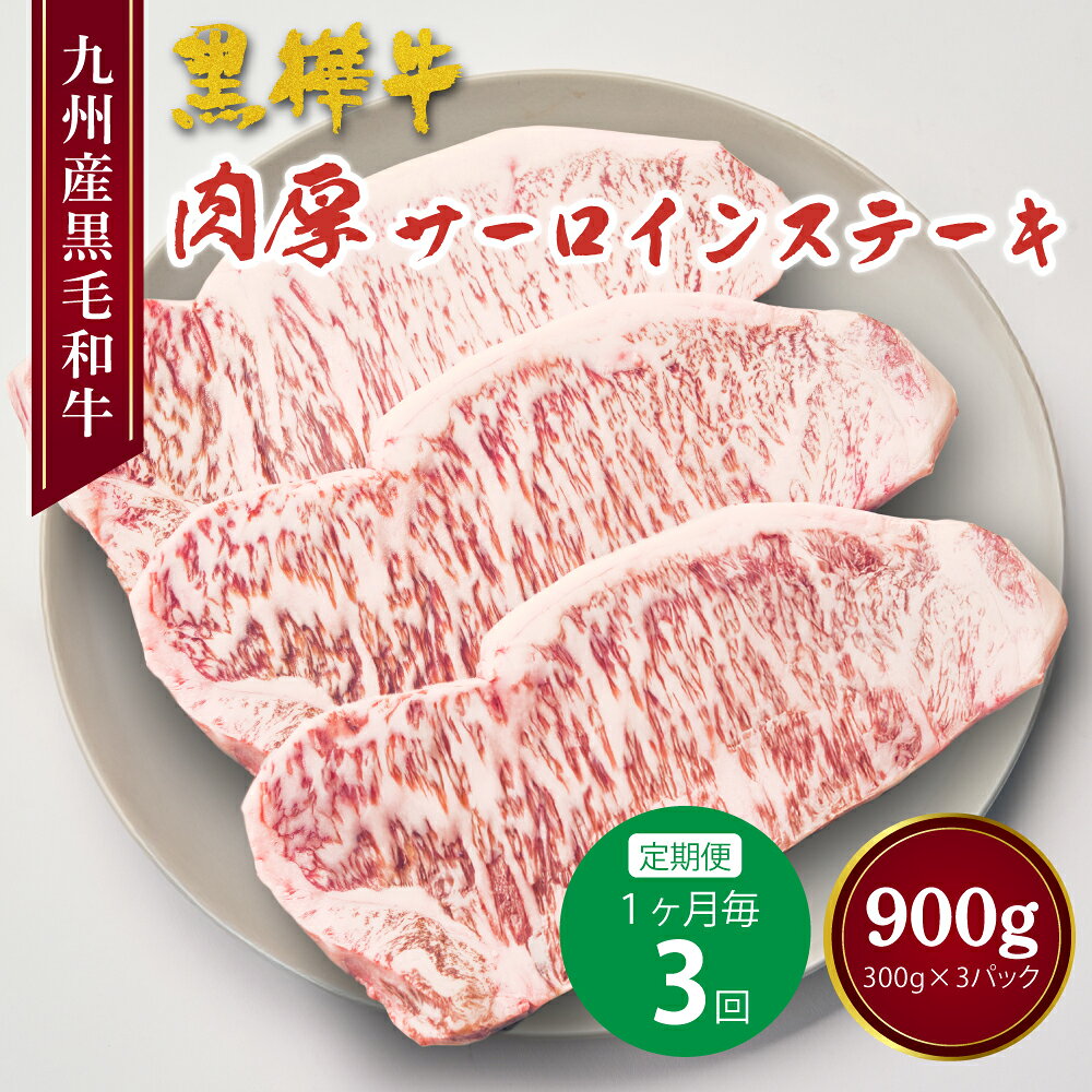 【ふるさと納税】【定期便 1ヶ月毎3回】 黒樺牛 肉厚 サーロインステーキ 計900g (300g×3回) 黒毛和牛 牛肉 ステーキ サーロイン 和牛 牛 お肉 黒毛和牛 国産 冷凍 熊本県 宇城市 送料無料 株式会社 杉本本店