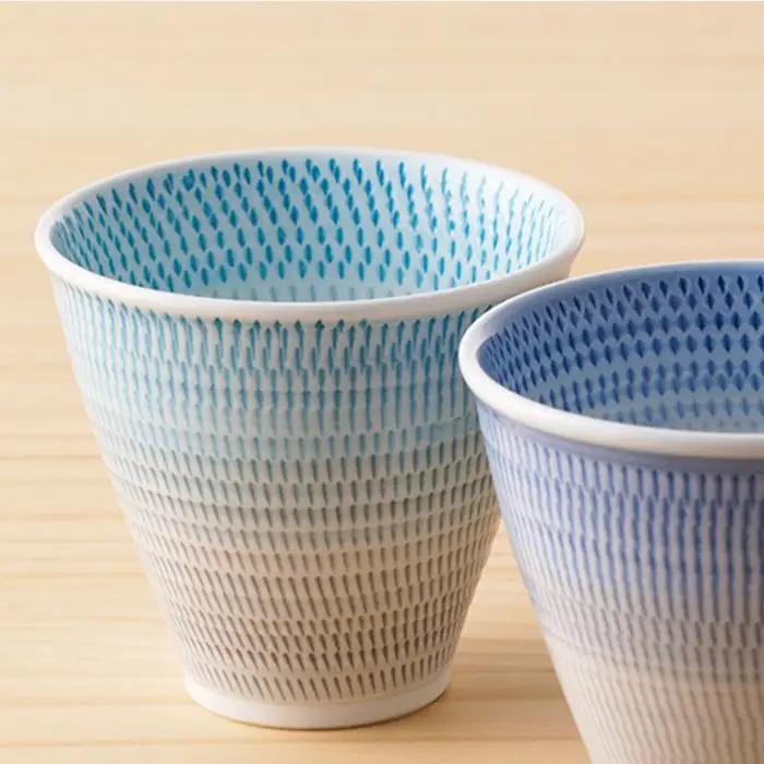 【波佐見焼】 色染流し 湯呑 2点セット 青・水色 食器 皿 【一真陶苑】 [BB19]  波佐見焼