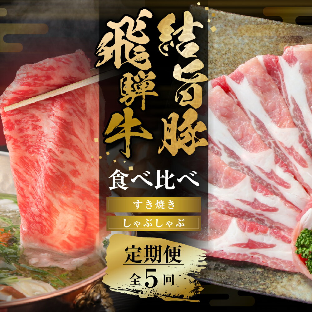 【ふるさと納税】《定期便》全5回 飛騨牛＆ 結旨豚 すき焼きしゃぶしゃぶ | 肉 お肉 豚肉 牛肉 国産 食べ比べ セット 白川郷 岐阜県 白川村 ブランド豚 人気 おすすめ ギフト 飛騨高山ミート 70000円 [MS107]