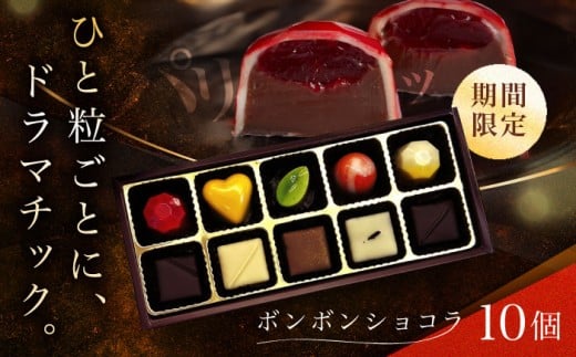 【バレンタイン着日指定】ボンボンショコラ 10個入り / チョコ チョコレート ちょこれーと お土産 お菓子 バレンタイン / 南島原市 / 本田屋かすてら本舗 [SAW032]