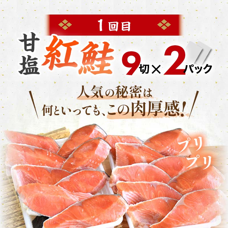 人気の鮭を食べ比べ 定期便 紅鮭×2種 銀鮭×1種 計38切れ 定期便 3か月連続 3種 しゃけ シャケ さけ サケ F4F-8079