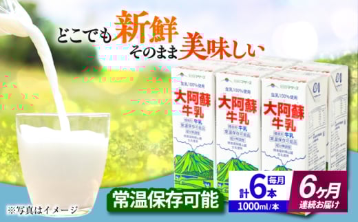 【全6回定期便】 大阿蘇牛乳 1000ml （6本入り） 牛乳 ミルク カルシウム 熊本県産 国産【合同会社 たべたせいか】 [AYCB022]