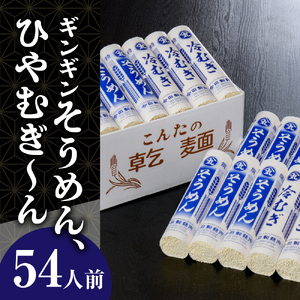 そうめん【 創業136年】粉にこだわり！「今田製麺」老舗のギンギンそうめん、ひやむぎ～ん54人前セット（280g×計18把）