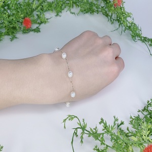 K18 イエローゴールド あこや真珠 ステーション パールブレスレット 6.0-7.0mm　　No.68