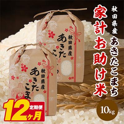 ふるさと納税 潟上市 【毎月定期便】秋田県産あきたこまち 家計お助け米 精米10kg(5kg×2袋)全12回