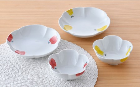 【波佐見焼】りんご・ラフランス フラワー ボウル プレート セット 食器 皿 【松幸陶芸】 [HB44] 波佐見焼