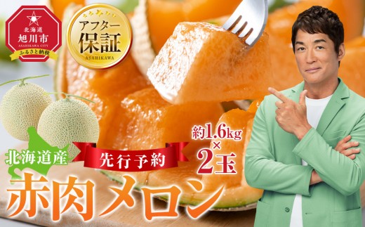 【先行予約】 北海道産赤肉メロン約1.6kg×2玉 (2024年7月中旬から発送予定) 【 果物 くだもの フルーツ 】