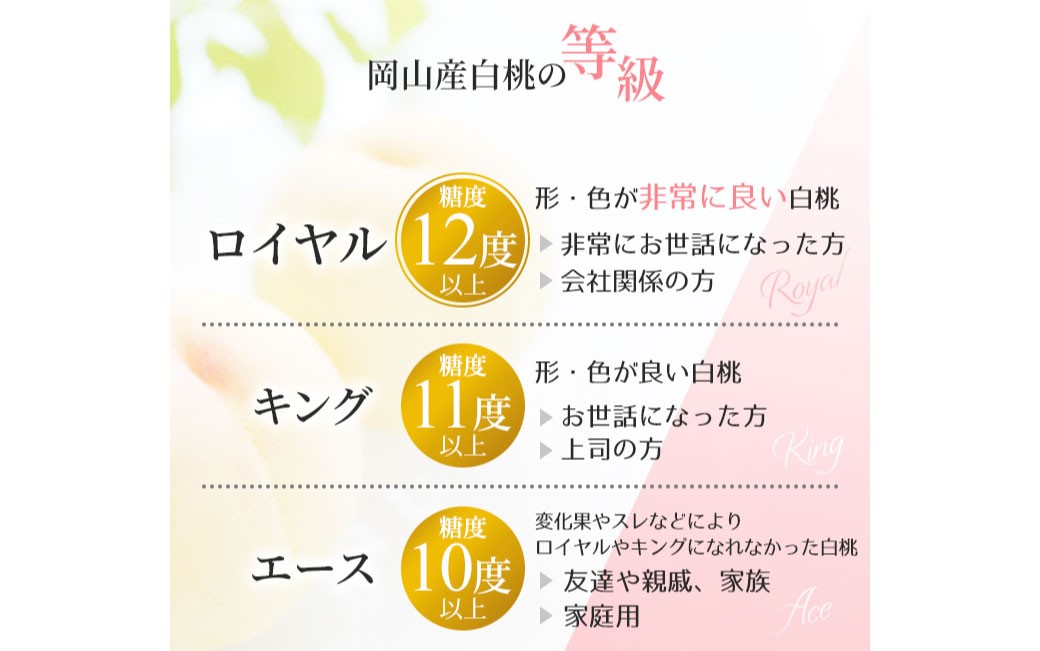 岡山白桃 ロイヤル 3玉入り（合計約900g）