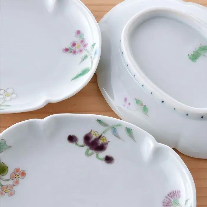 【波佐見焼】小花紋木瓜型 小皿 3枚組 食器 皿 【藍水】 [GB25]  波佐見焼