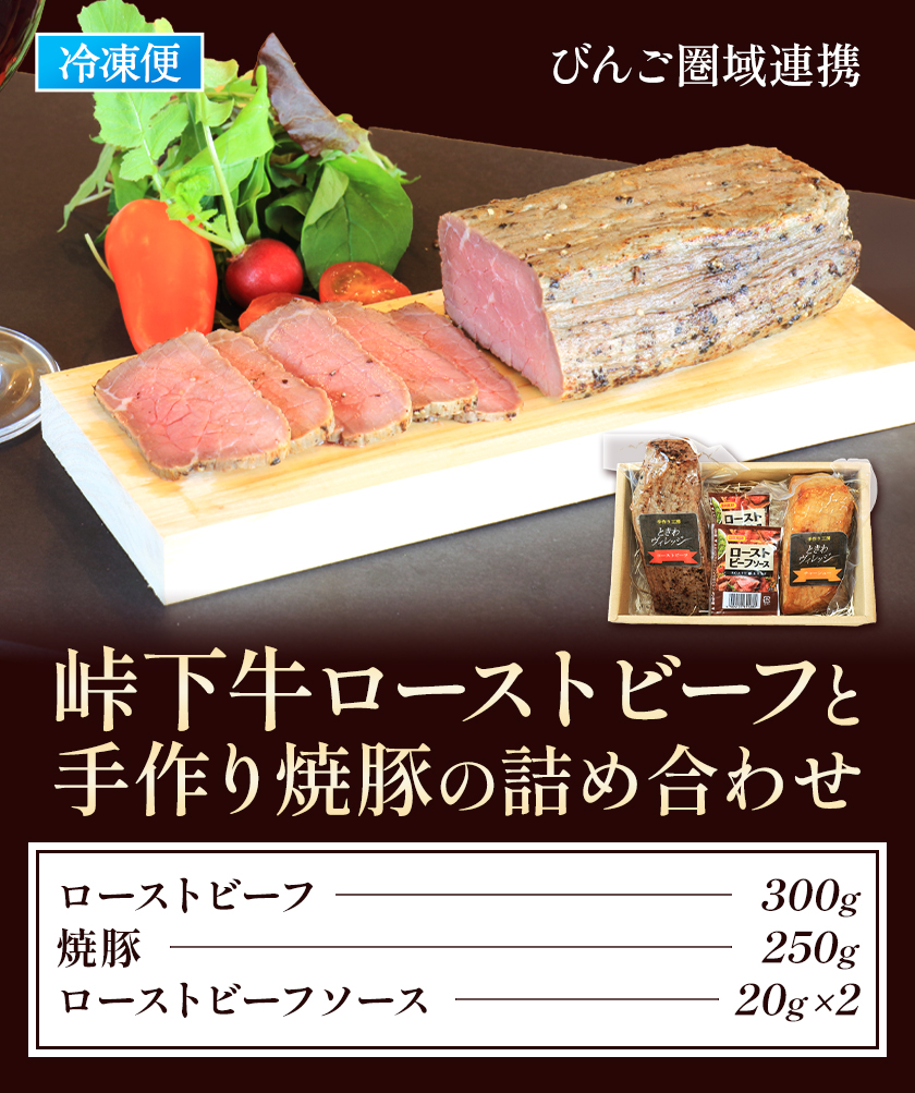 【びんご圏域連携】峠下牛ローストビーフと手作り焼豚の詰め合わせ 173001