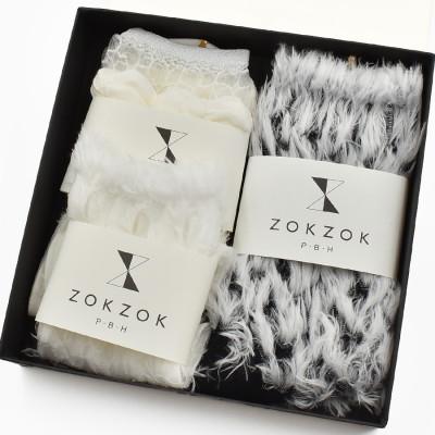 ふるさと納税 広陵町 上質感を足にまとうラグジュアリーソックス ZOKZOK 3足セット (ホワイト系)