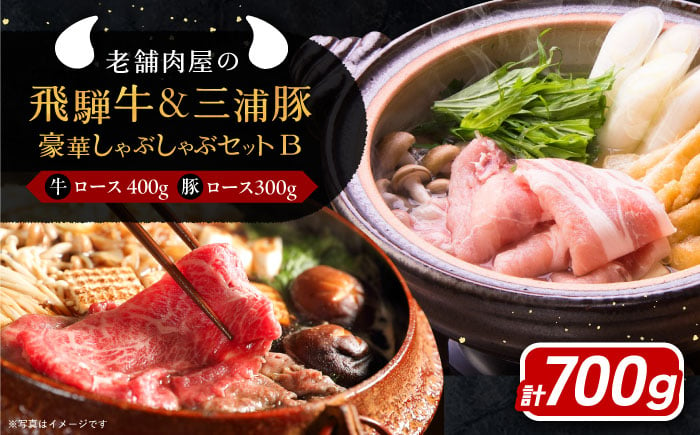 
飛騨牛ロース400g 三浦豚ロース300g 豪華しゃぶしゃぶセットB 和牛 国産 霜降り 恵那市 / 岩島屋 [AUAJ026]
